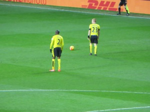 Watson lines up a free kick